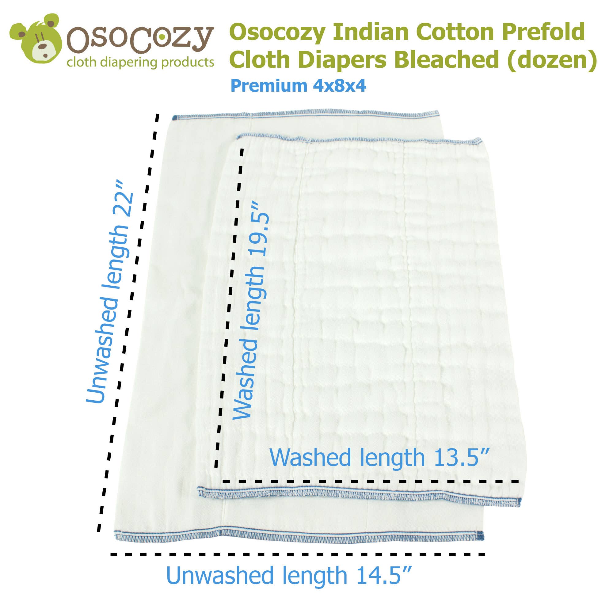 OsoCozy – Fralda de pano - Bebé por atacado – Fraldas de pano pré-dobradas de algodão branqueado OsoCozy by the Dozen6