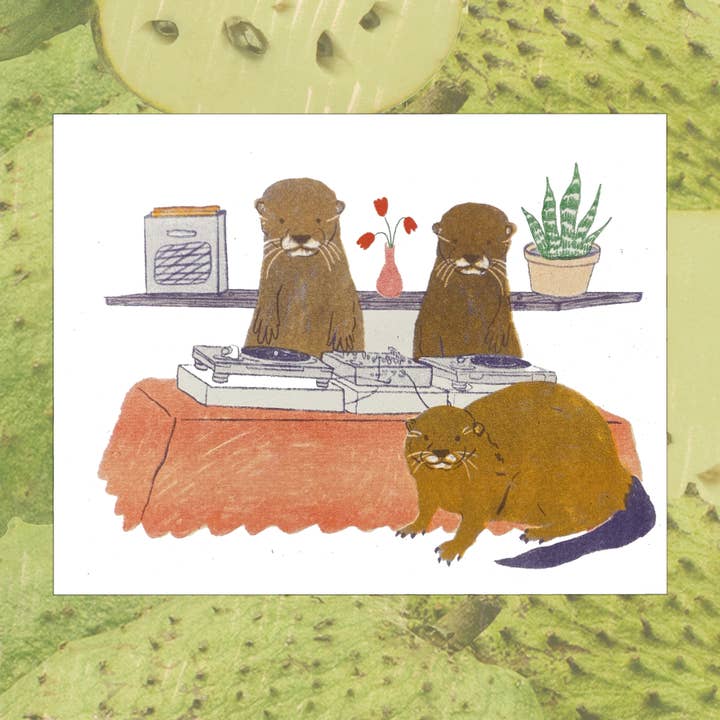 mad dog studio - Wholesale Art Print - Otters DJing