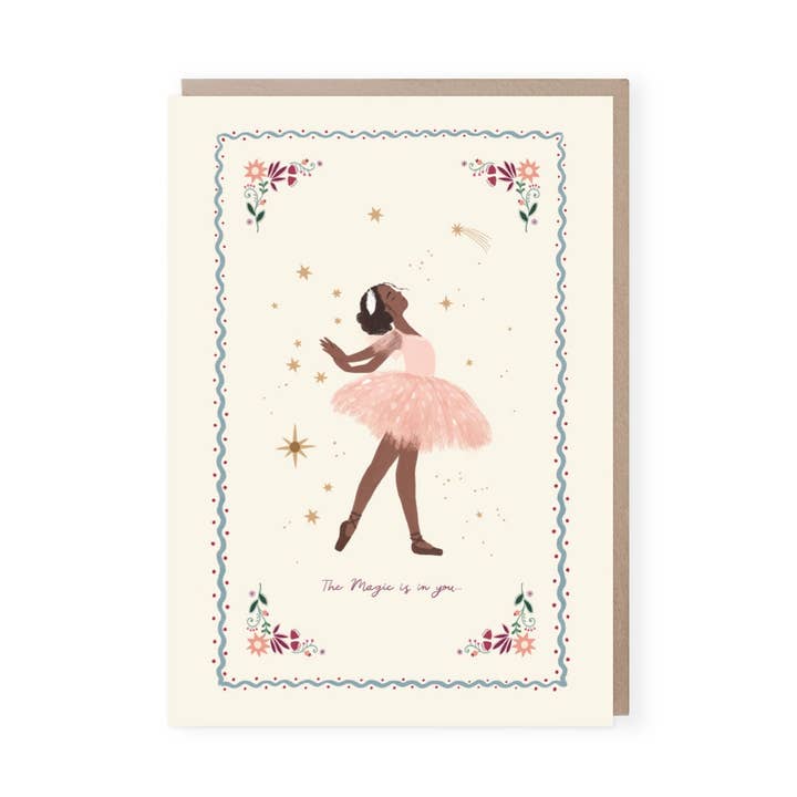 Minibeau – wholesale Birthday card – Ballerina Card | Ballet Card | Floral | Swan Lake Art0