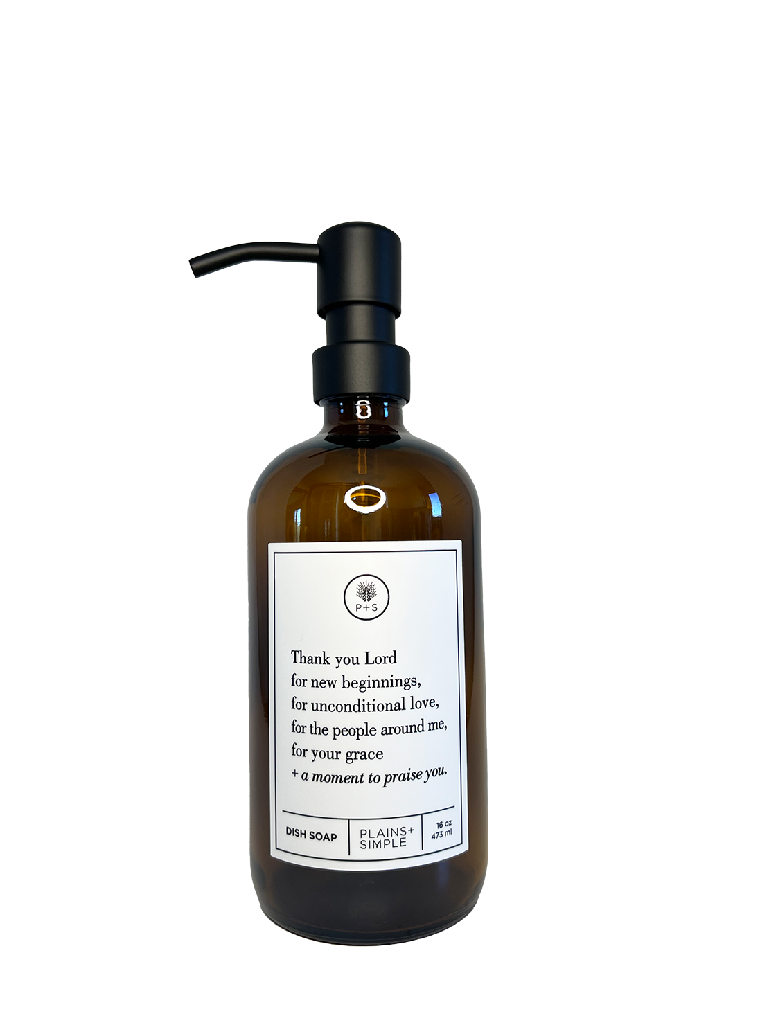 Plains + Simple - Wholesale Soap Dispenser - Thank You Lord Amber Glass Reusable Soap/Lotion Dispenser4