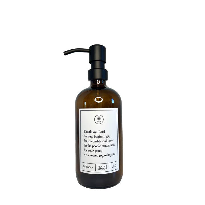 Plains + Simple - Wholesale Soap Dispenser - Thank You Lord Amber Glass Reusable Soap/Lotion Dispenser4