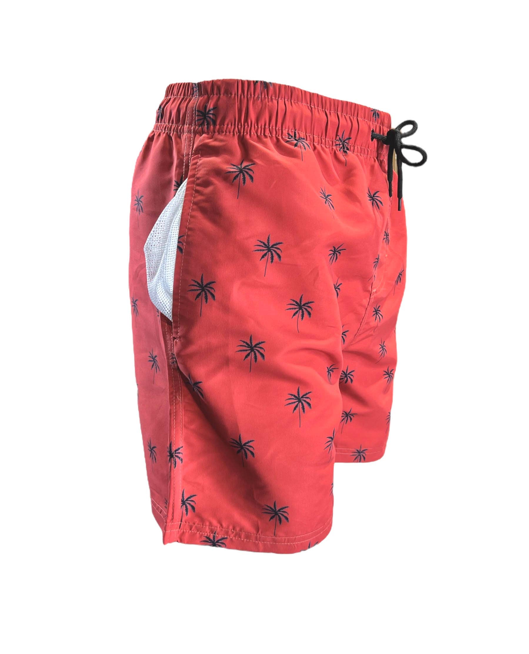 MARINA WEST SWIM - Wholesale Swim Shorts - Men's - Men's Swim Short-MP185_Tiny Palms on Bric Red1