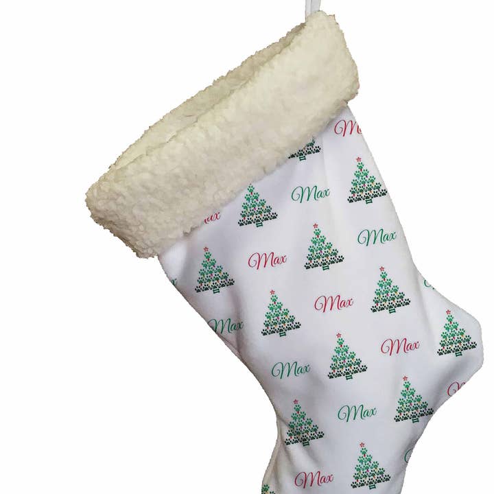 Chaussette de Noël personnalisée Christmas Paw pour la vente par Potter's Printing