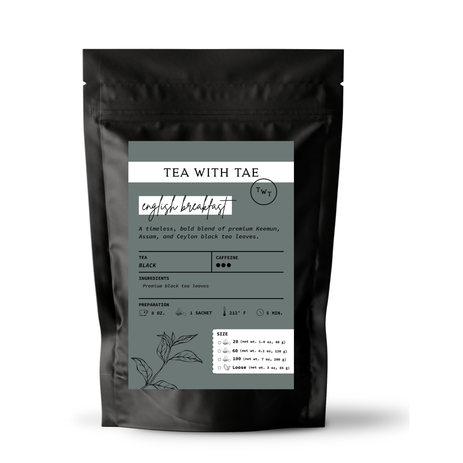 Tea with Tae – Großhandel Loser Tee – Englisches Frühstück Schwarzer Blatt-Tee Beutel (3oz oder 1lb)0