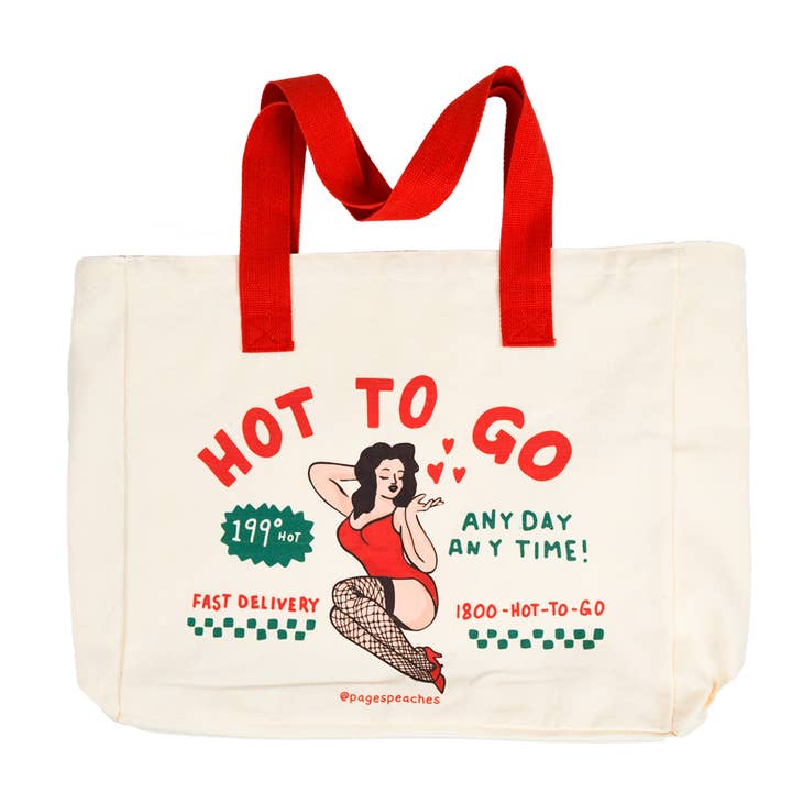 Hot To Go Tote Bag With Laptop and Water Bottle Pocket for wholesale by Page's Peaches