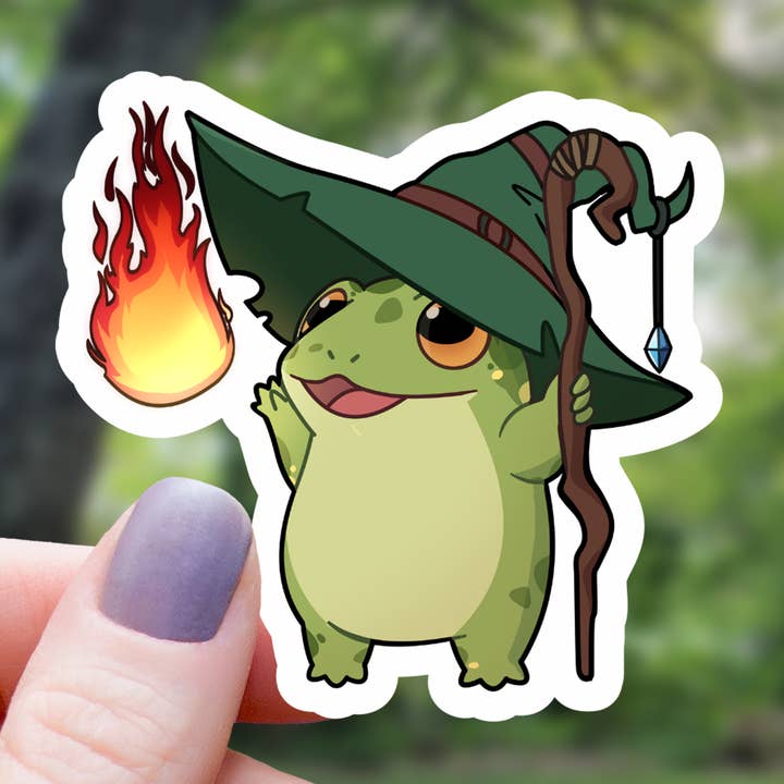 Fireball Frog Wizard RPG Sticker - 3" for wholesale by Mimic Gaming Co
