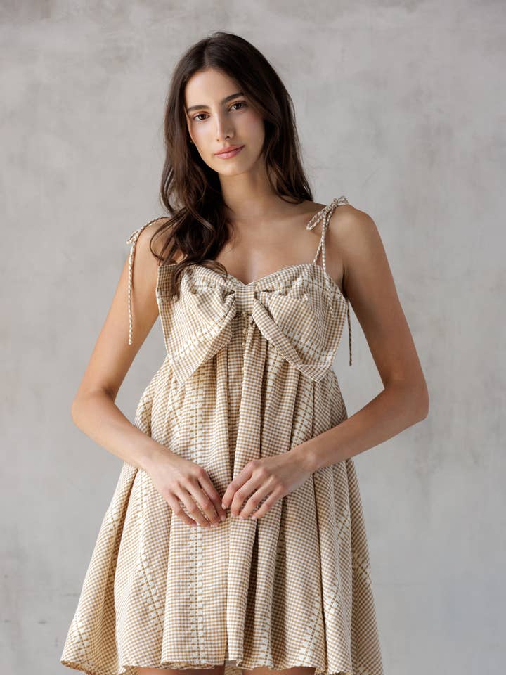 STORIA - Wholesale Dress - Women's - JD5382-9 GINGHAM MINI DRESS