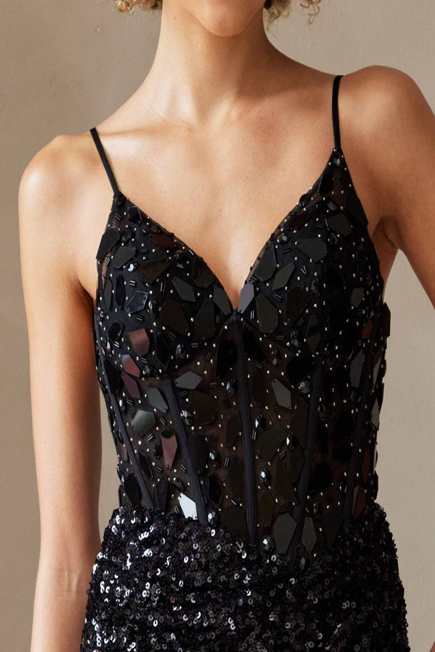 LA Merchandise - Wholesale Dress - Women's - LAA5057S Cut-Glass Beaded Sequin Hoco Short Dress3