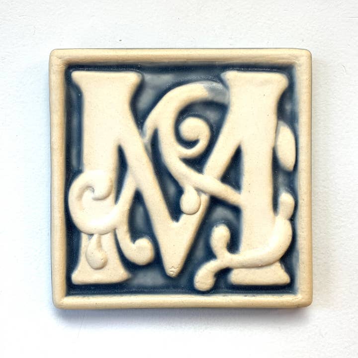 Whistling Frog Tile Inc. – wholesale Wall tile – Letter M Tile, William Morris Style 4x4"3