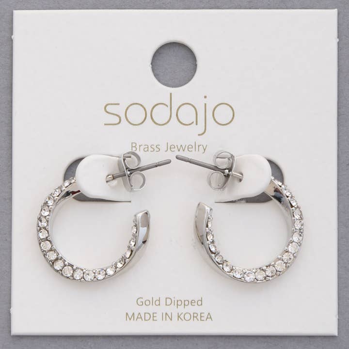 JOIA ACCESSORIES - Wholesale Hoop Earrings - 2207477 SODAJO BRASS RHINESTONE OPEN HOOP EARRING