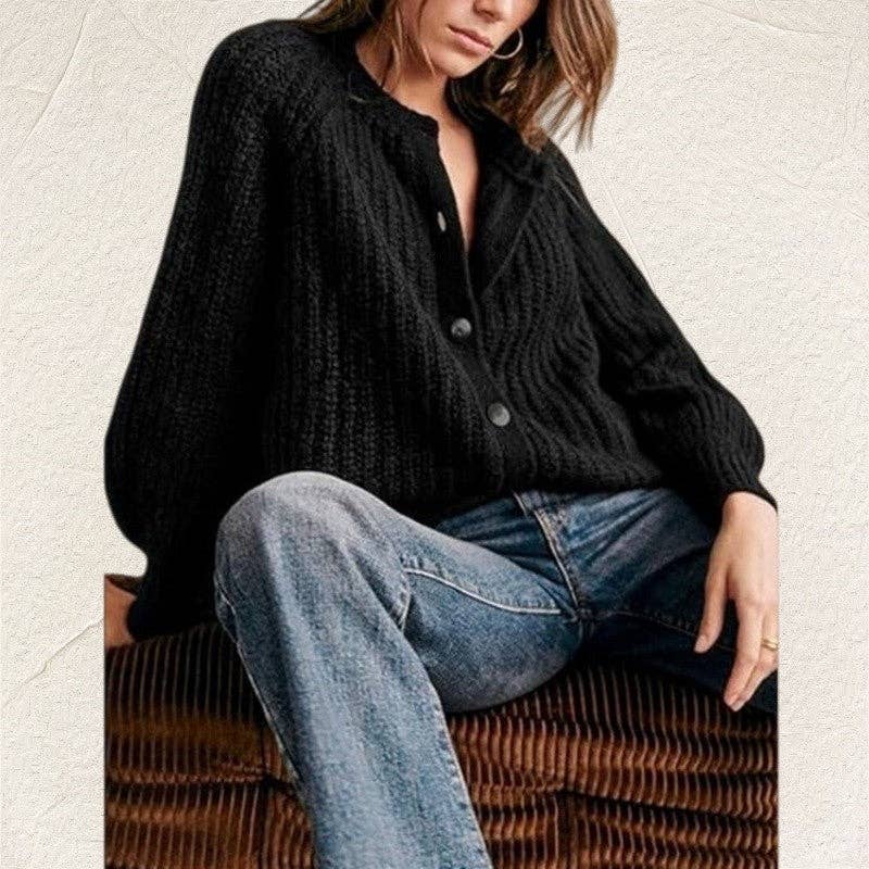 MoodGold - Wholesale Cardigan - Women's - Solid Color Women's Knit Cardigan Long Sleeve Sweater1