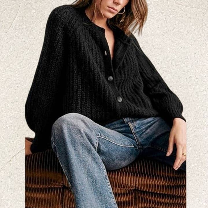 MoodGold - Wholesale Cardigan - Women's - Solid Color Women's Knit Cardigan Long Sleeve Sweater1