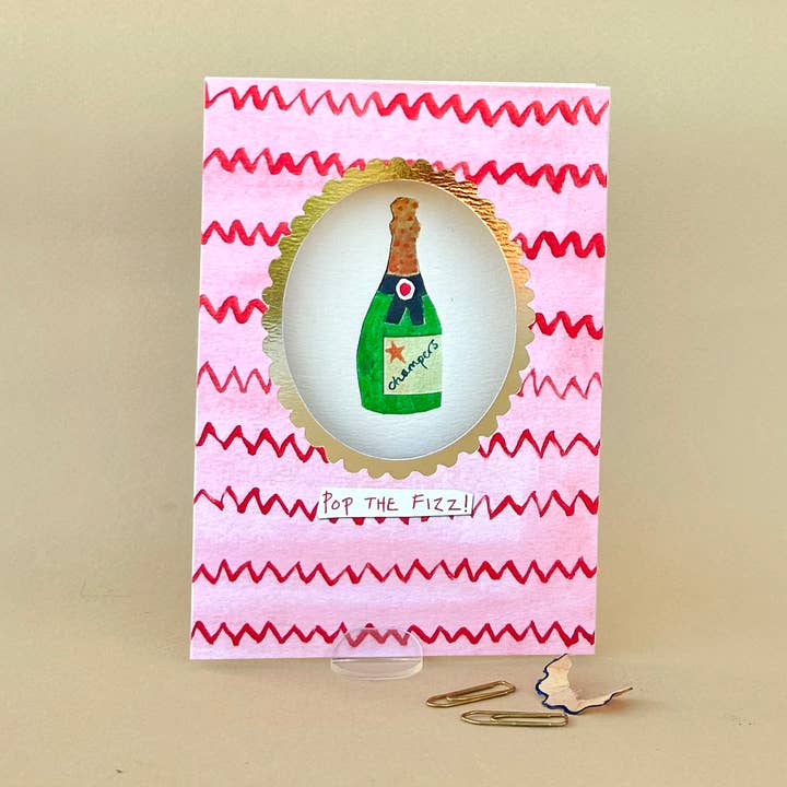 'Pop The Fizz' Wenskaart FP3620 voor wholesale door Poet and Painter