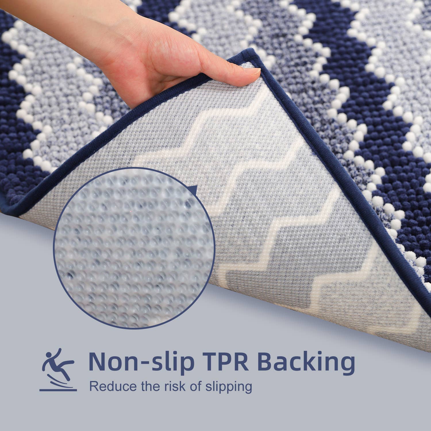 Kasentex – Tapete de banho por atacado – Tapete de Banheiro Macio de Chenille com Design Geométrico Antiderrapante1