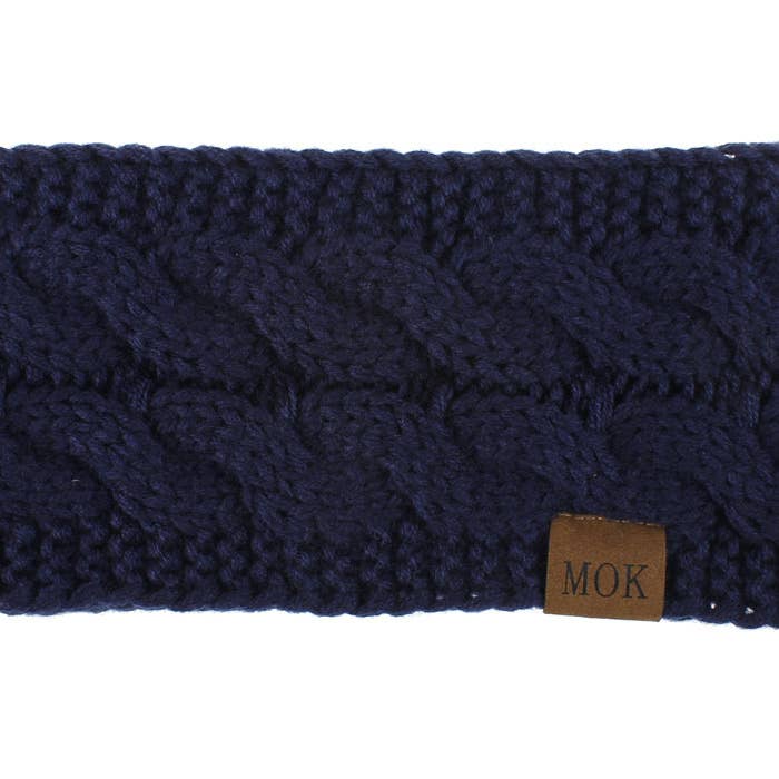 MKS America - Wholesale Fashion Headband - Women's - Plain Cable Knit Head Wrap Thermal fleece lined headband9