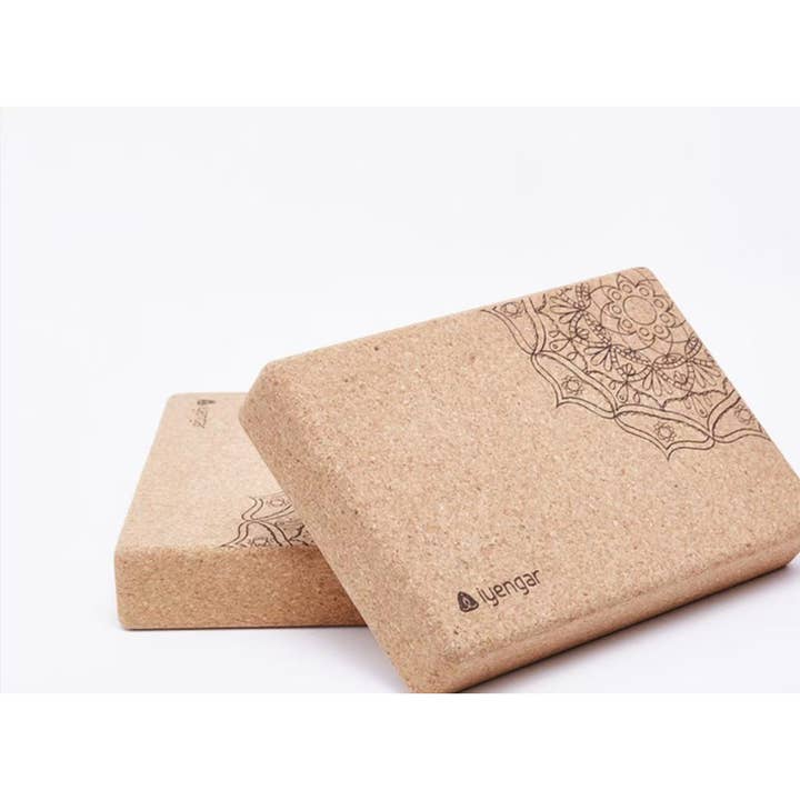 Set of 2 High-Density Cork Yoga Blocks — Large (12" x 8" x 2 for wholesale by Iyengarlife