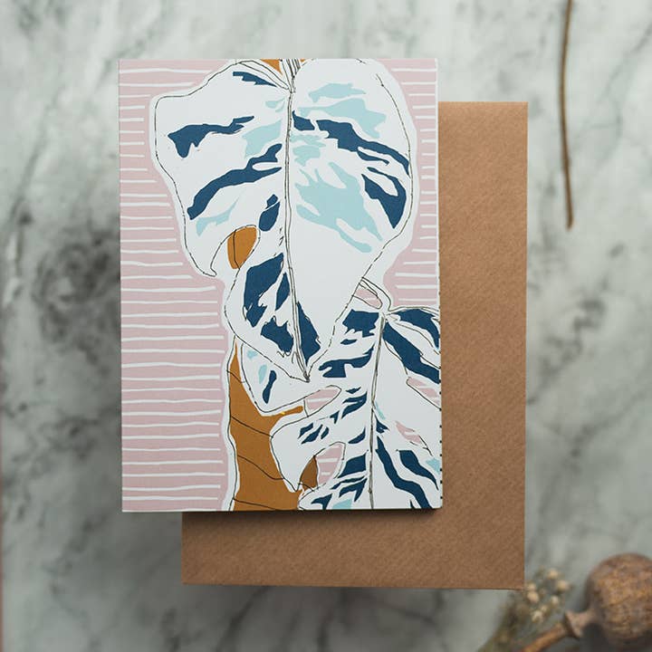 Bonte Monstera-illustratiekaart voor wholesale door PAPERCROWN NI