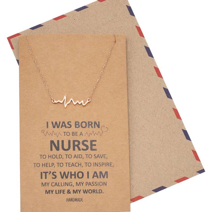 Quan Jewelry - Vendita all'ingrosso Collana con ciondolo/pendaglio - Collana con cardiogramma Macaria, regalo per infermiera19
