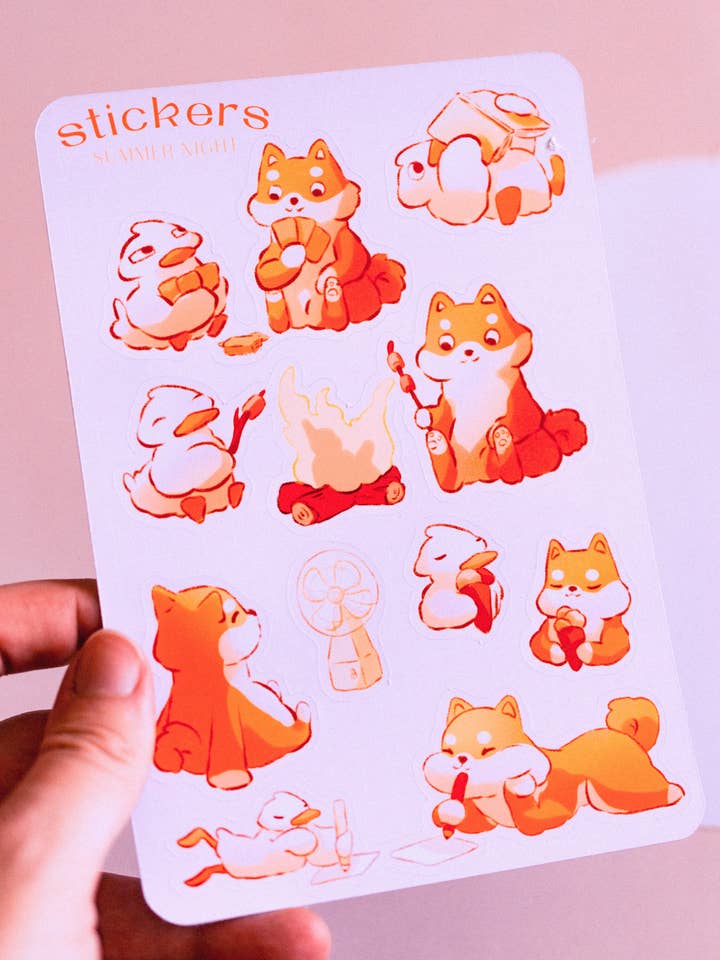 Feuille de stickers - Soirée d'été pour la vente par Sekai of kangae