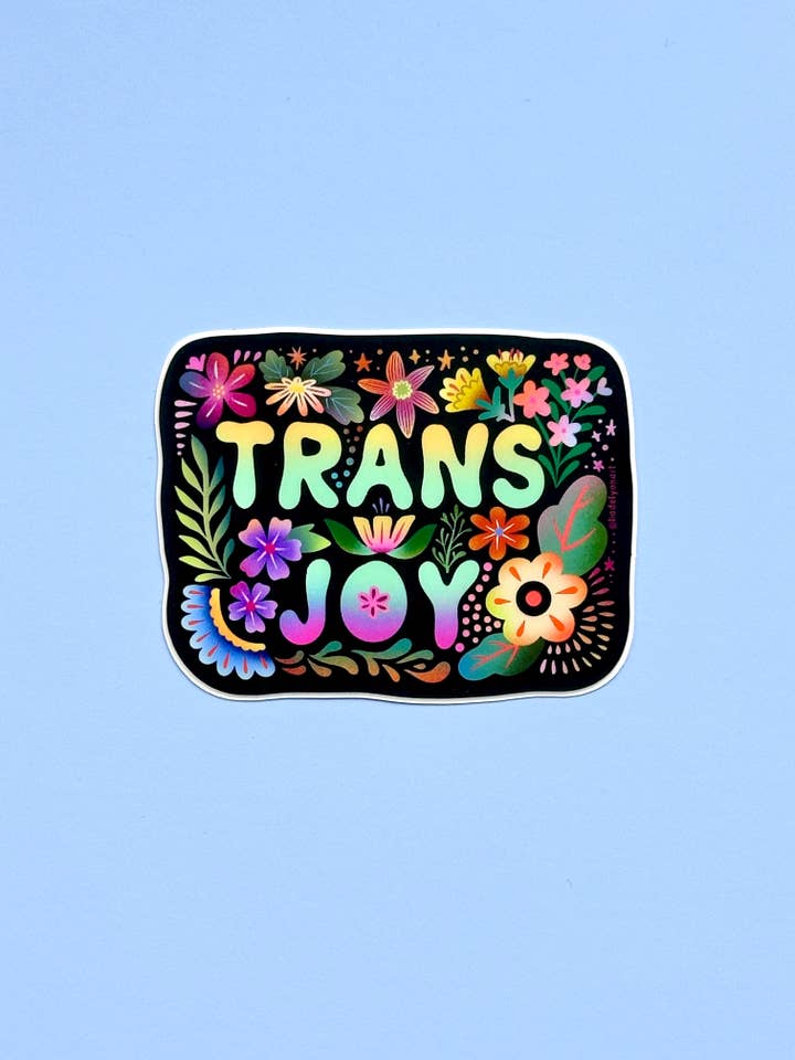 Trans Joy Vinyl Sticker, 3 x 2.5 in. for wholesale by liadelyonart