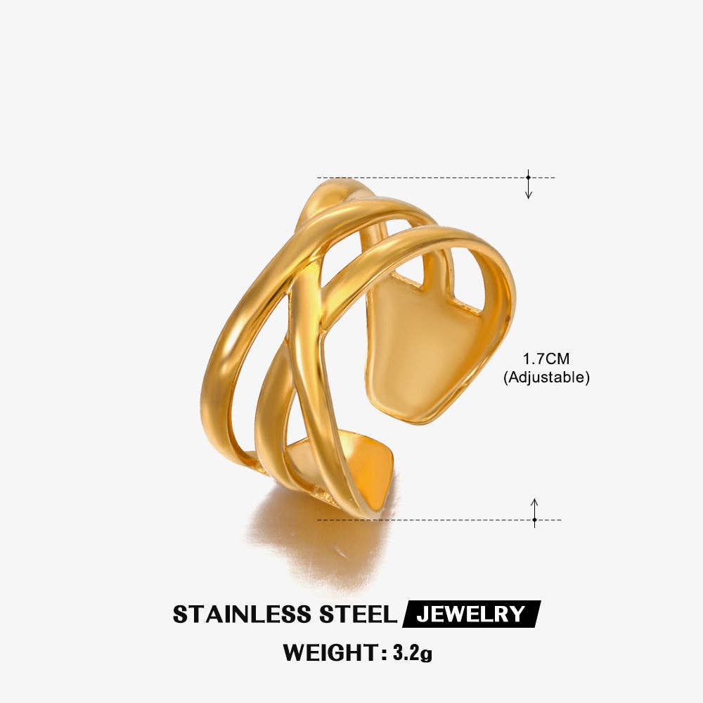 Gooddiy - Wholesale Jewelry Set - 18K Gold Plated Open Rings with Steel Plating0