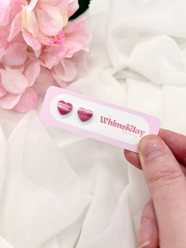 Marble Heart Studs for wholesale by Whimsically Designs