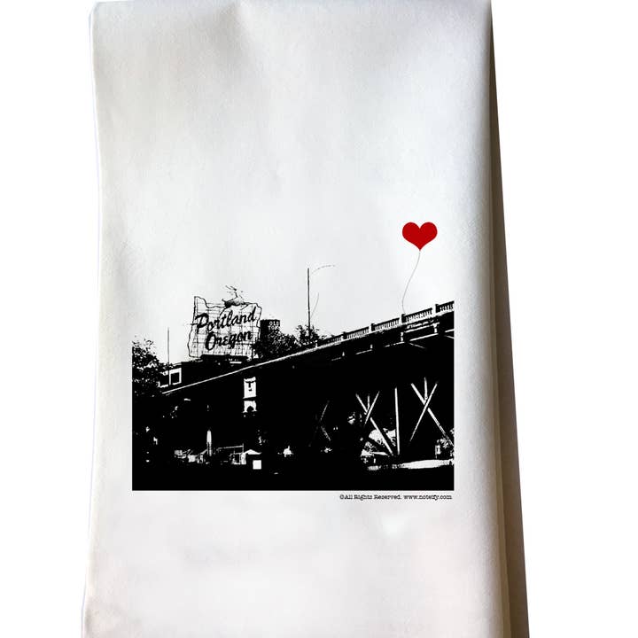Portland Oregon Stag Sign Flour Sack Tea Towel for wholesale by noteify
