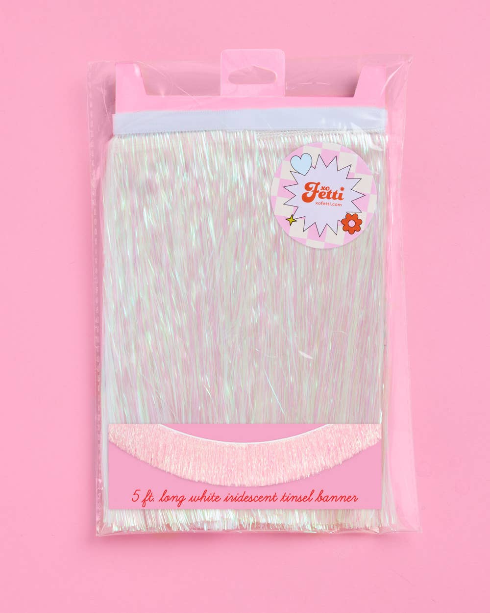 xo, Fetti - Vente Affiche/banderole de fête - Bannière à Franges Irisées Blanches | 1,5 m, Décoration de Fête