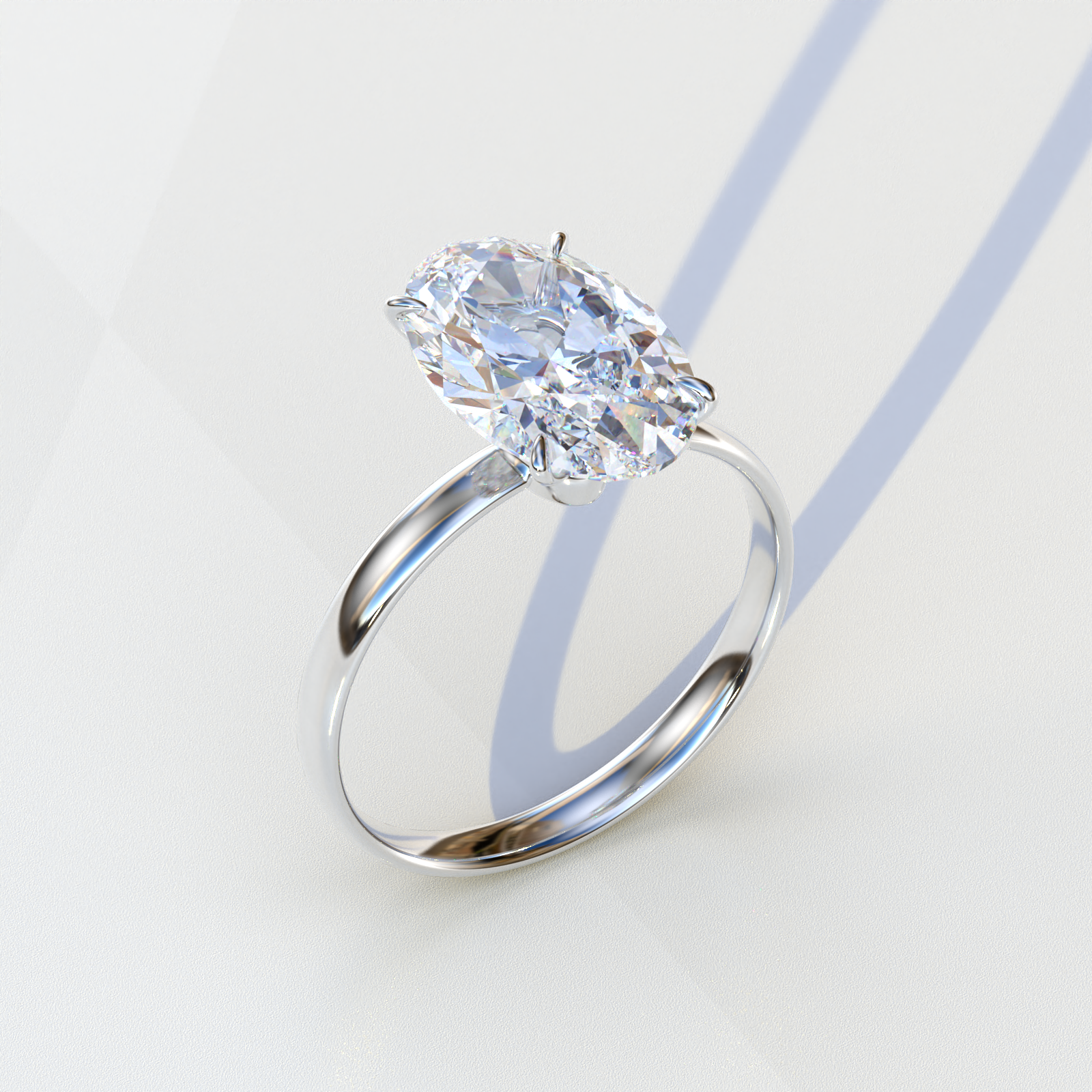 Mohana Jewels - Luxury - Wholesale Engagement Ring - 4 Carat Oval cut Lab Grown Diamond Solitaire Engagement Ring, E VVS Diamond - Cadris1