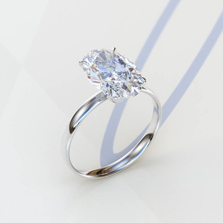 Mohana Jewels - Luxury - Wholesale Engagement Ring - 4 Carat Oval cut Lab Grown Diamond Solitaire Engagement Ring, E VVS Diamond - Cadris1