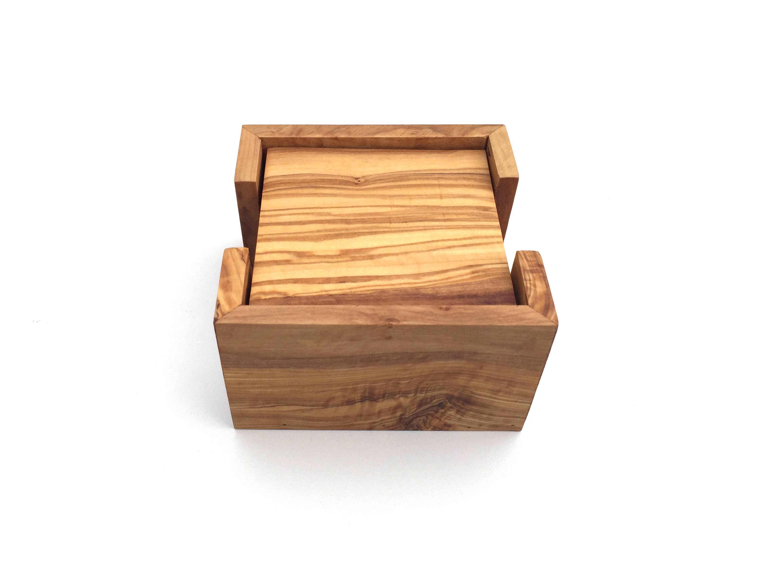 medina mood - Wholesale Coasters - Set of 6 square coasters with holder made of olive wood4