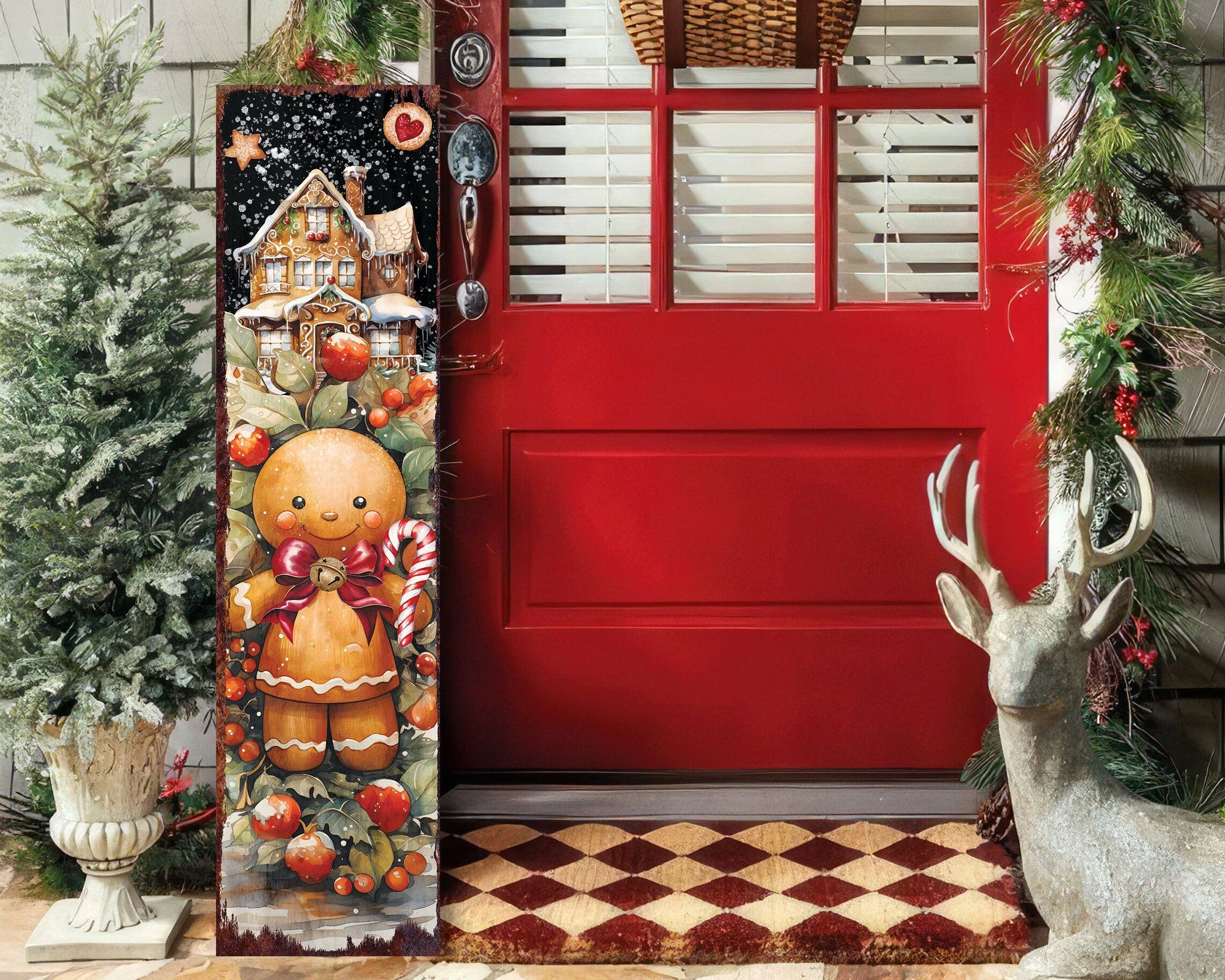 TX USA Corporation – Engroshandel Julekunst til væggen – Ingefærkage Juleveranda Velkomstskilt | Sød Helligdagsdørdekoration & Gave7