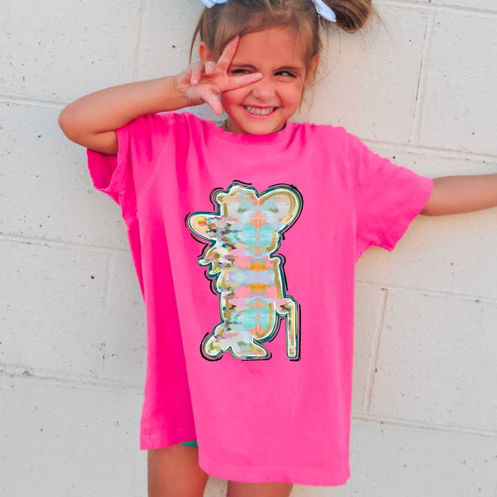 YOUTH Watercolor Ole Miss Colonel Reb Kids T-Shirt Football for wholesale by Gia Gifts Boutique