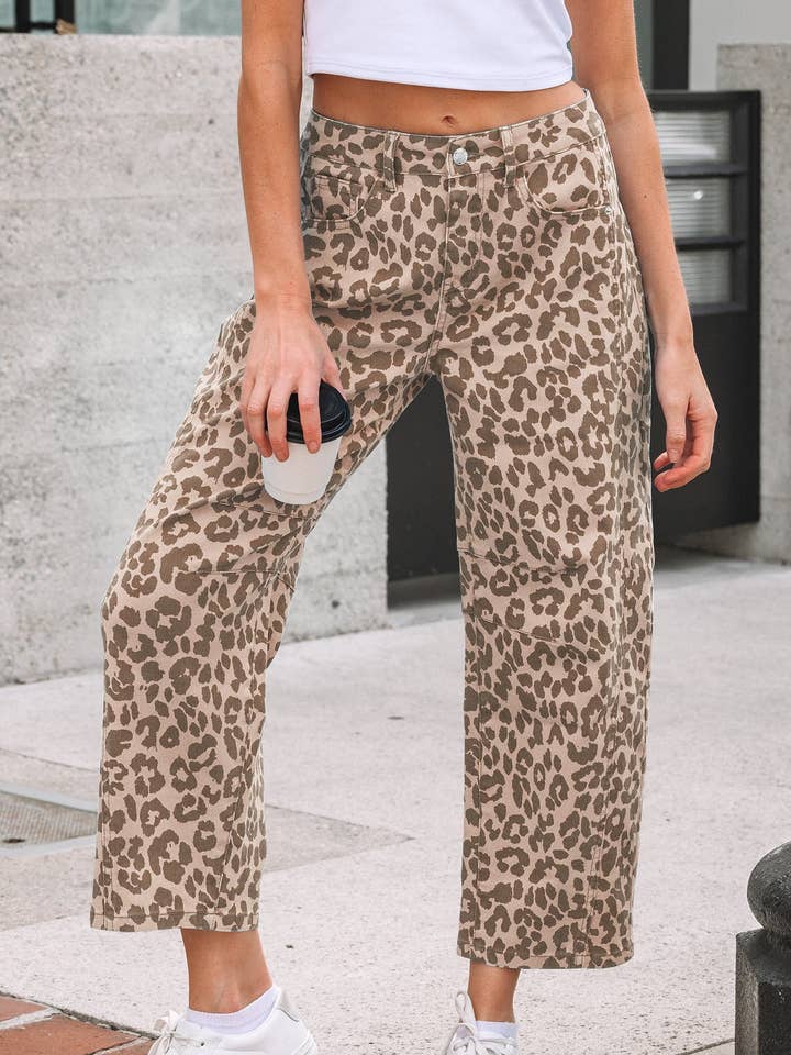 Leopard Print Straight Loose Jeans for wholesale by Secret Style Source