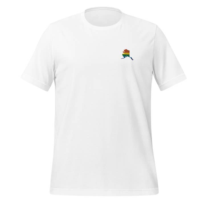 Alaska Rainbow Embroidered Unisex T-Shirt for wholesale by Gay Pride Apparel