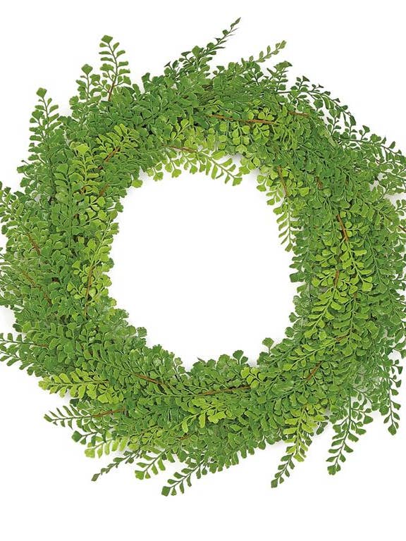 Soft Touch Maidenhair Wreath, 24", Green for wholesale by Select Artificials, Inc.
