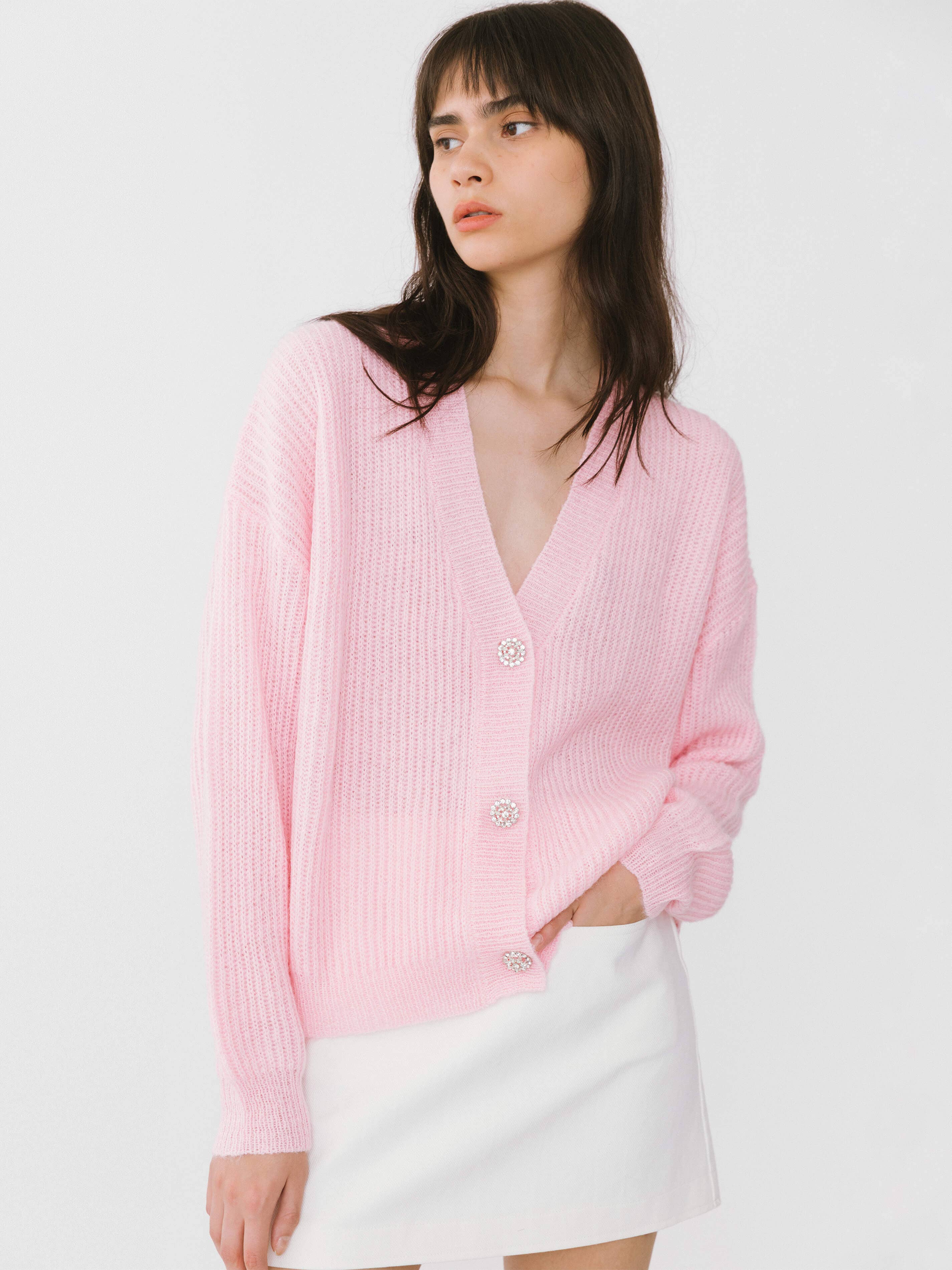 CUBIC – Engroshandel Cardigan - Dame – Casual ribstrikket cardigan med V-hals15