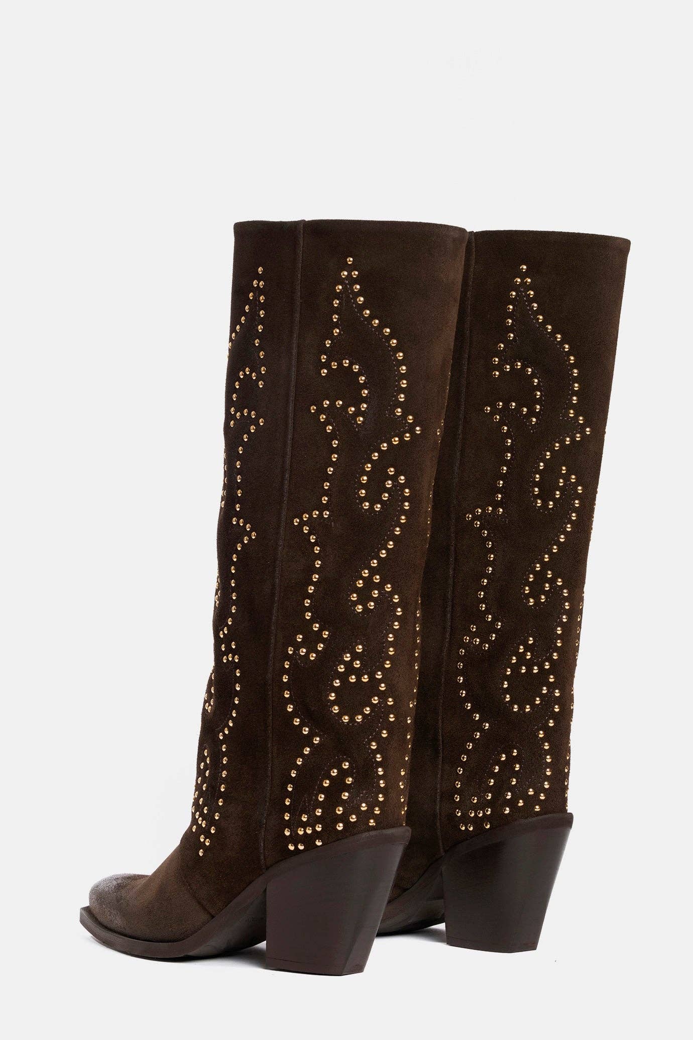 METISSE - Wholesale Boots - Women's - Dark brown suede cowboy boots XD10183