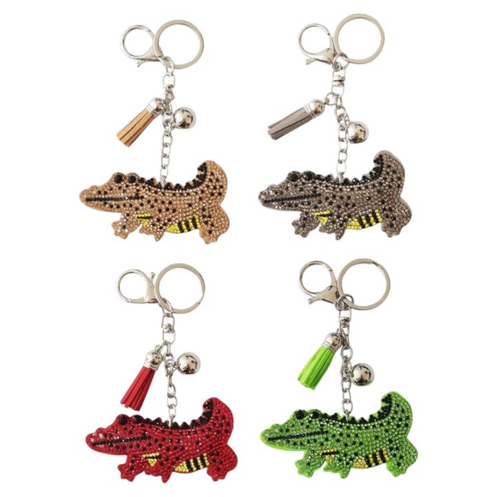 ASSORTED RHINESTONE CROCODILE KEY CHAIN 824-1 (12PC) for wholesale on Faire