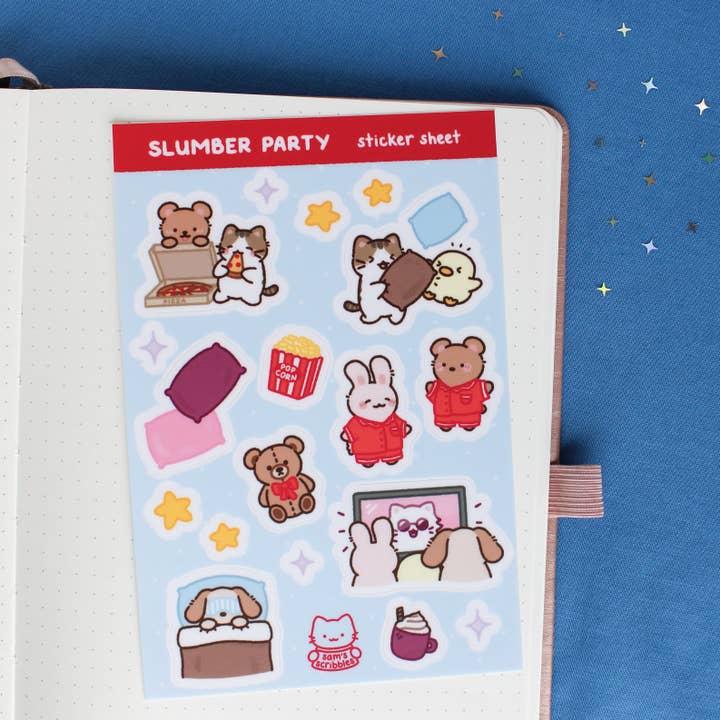 Sam’s Scribbles - Wholesale Sticker - Slumber Party • Vinyl Sticker Sheet