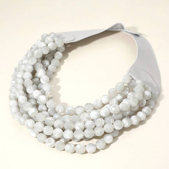anbfashion - Wholesale Bib Necklace - CHUNKY BEADED LAYERED NECKLACE JKN-140