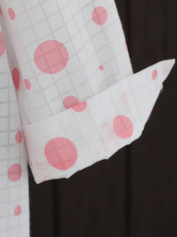 VividLux - Wholesale Button Down Shirt - Women's - Long Sleeves Loose Polka-Dot Lapel Shirts Tops9