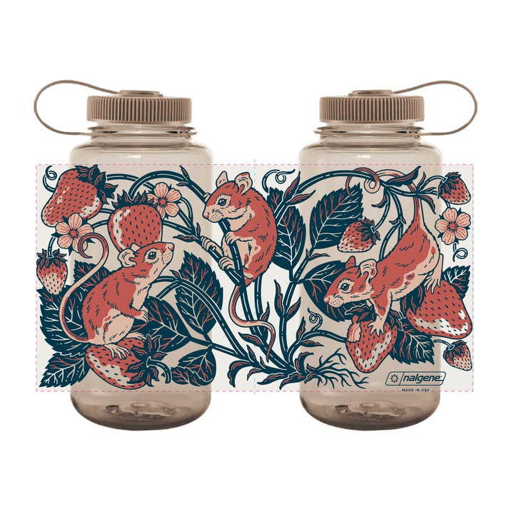 Kate O'Hara - Wholesale Water Bottle - Strawberries & Mice Nalgene Water Bottle – Cotton5