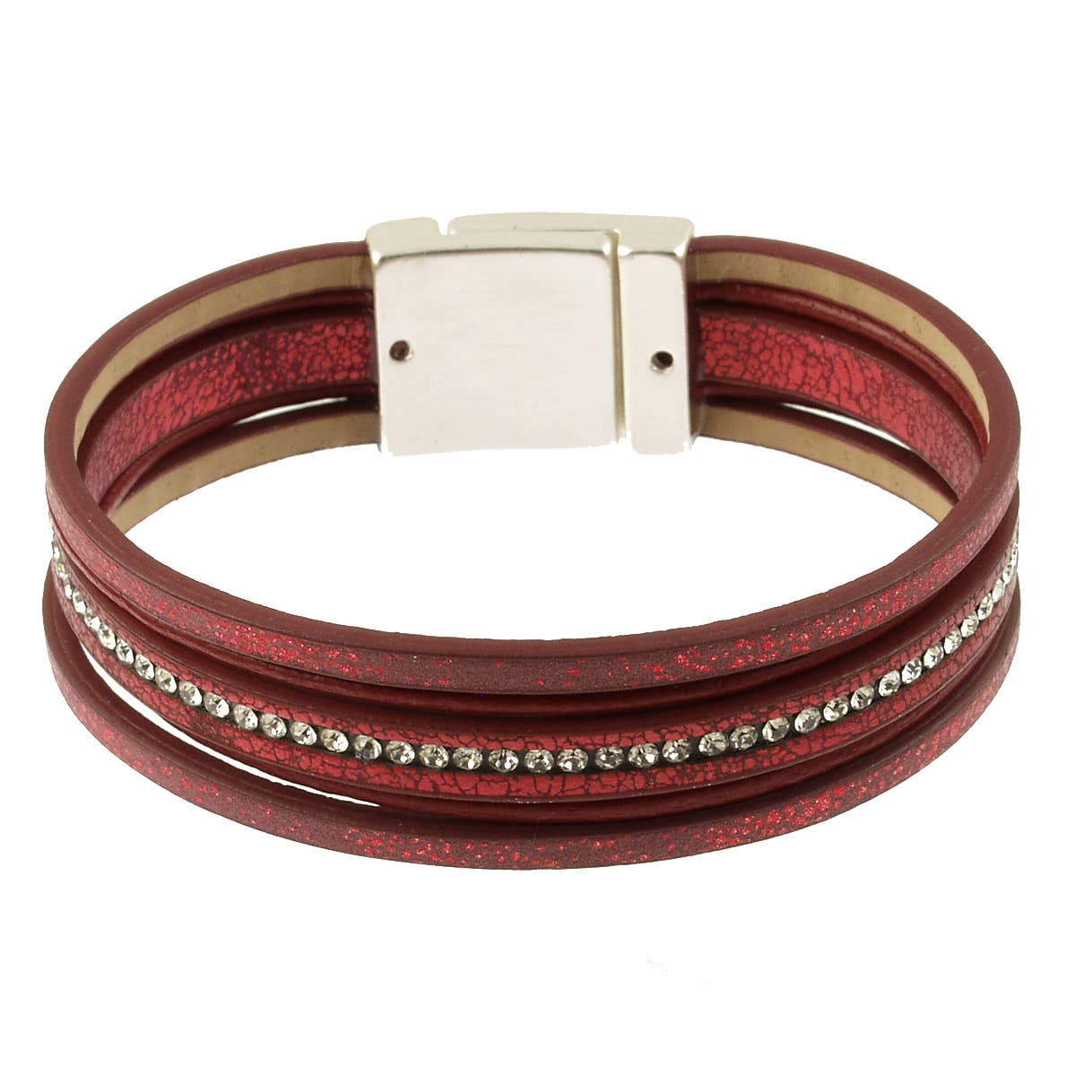 Origin Jewelry - Wholesale Bangle Bracelet - Multi strand Crystal and vegan leather Bracelet1