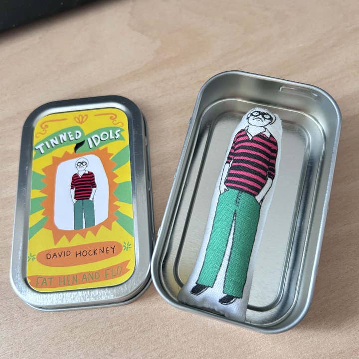 David Hockney - Tinned Idol mini doll for wholesale by Fat Hen And Flo