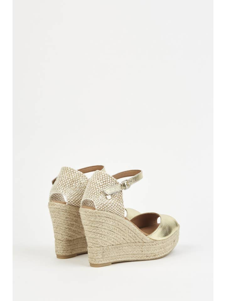 La Valeta Espadrilles-Ibera Factory Shoes slu - Wholesale Lifestyle Sneakers - Women's - Charlene Gold Peep Toe | Women's Golden Espadrilles3