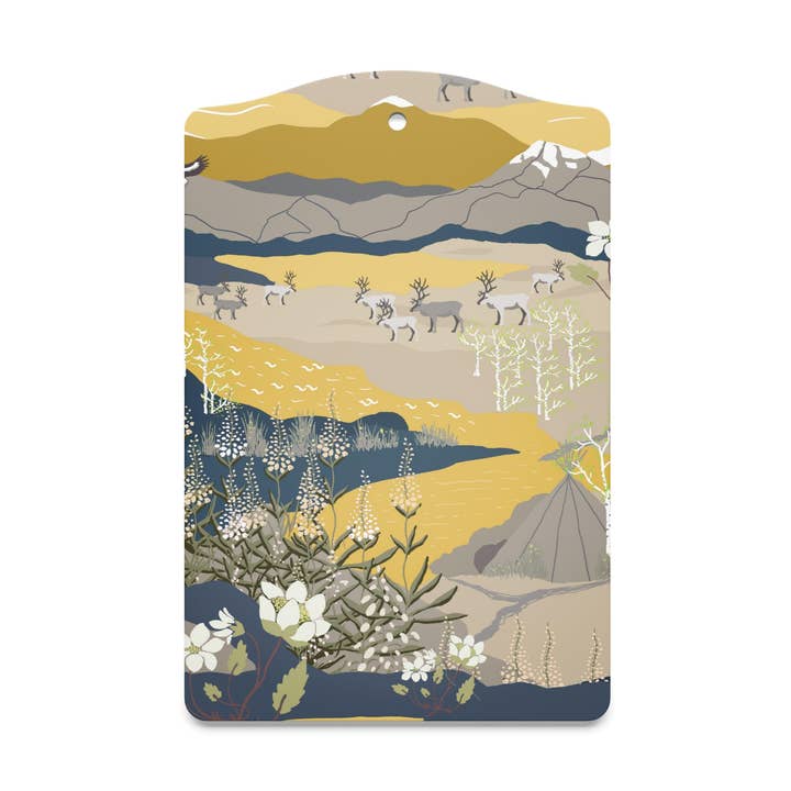 Mountain Hiking Yellow/Blue Serving Board for wholesale by Arvidssons Textil