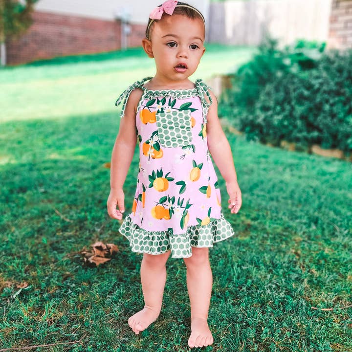 AnnLoren - Wholesale Dress - Kids - AnnLoren Girls Pink Peach Spaghetti Strap Summer Dress