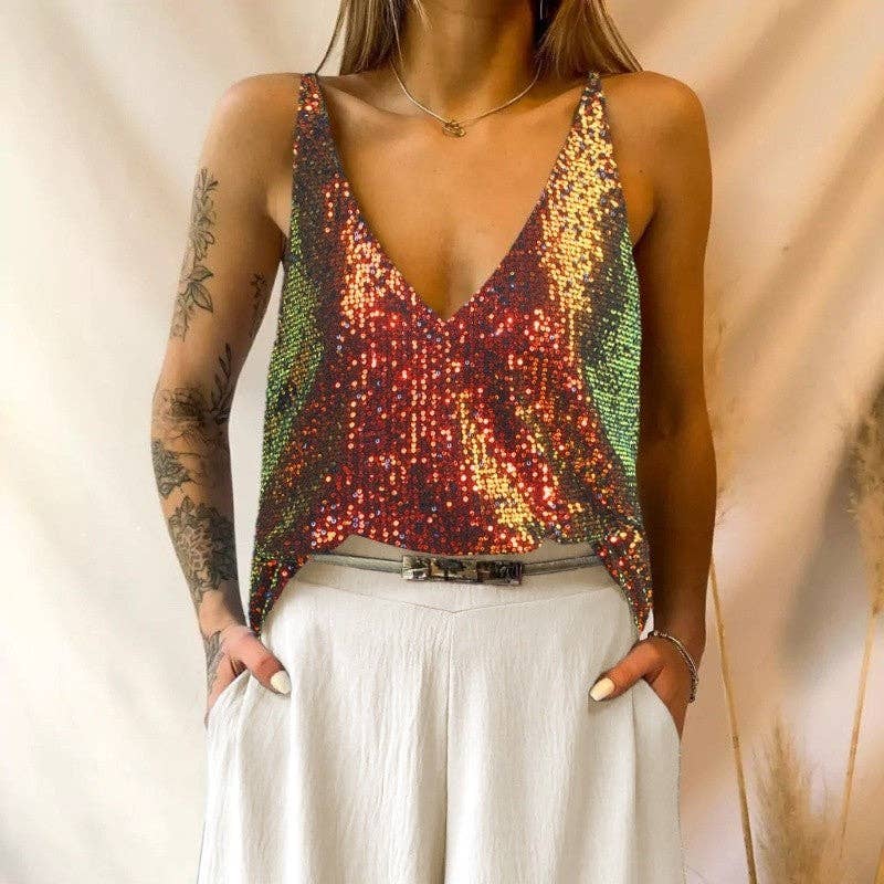 MoodGold - Wholesale Blouse - Women's - Two-Way Sequin Spaghetti Strap Top2
