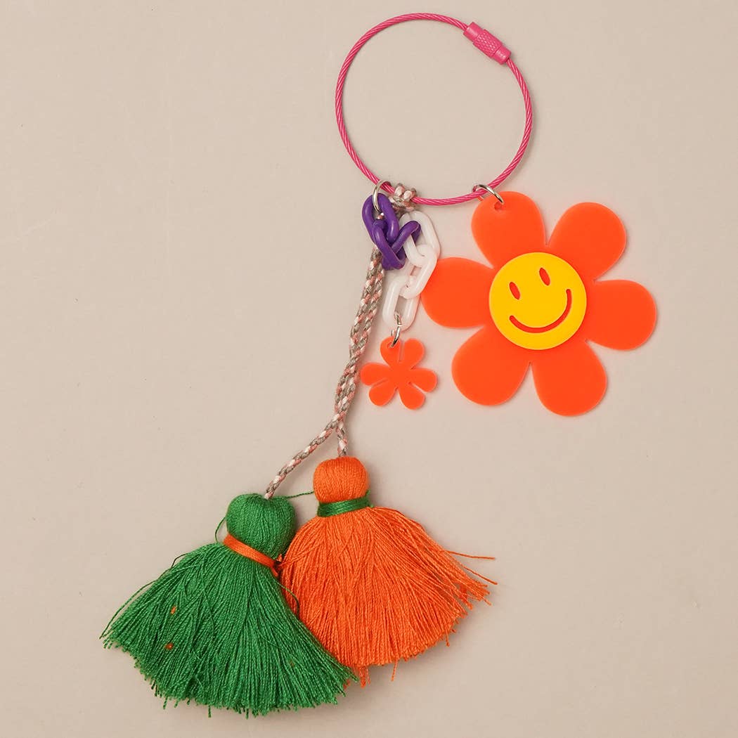Fashion City - Wholesale Keychain - Women's - Happy Face Flower Color Tassel Keychain Bag Charm11